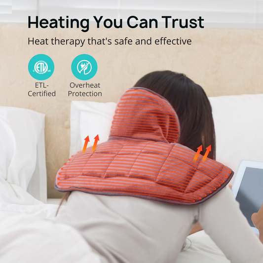 Sable Heating Pad, Weighted Heating Pad for Neck and Shoulders Pain Relief, Electric Heating Pad for Cramps with 4 Heat Settings, 2 Hours Auto-Off, Machine Washable, Gray