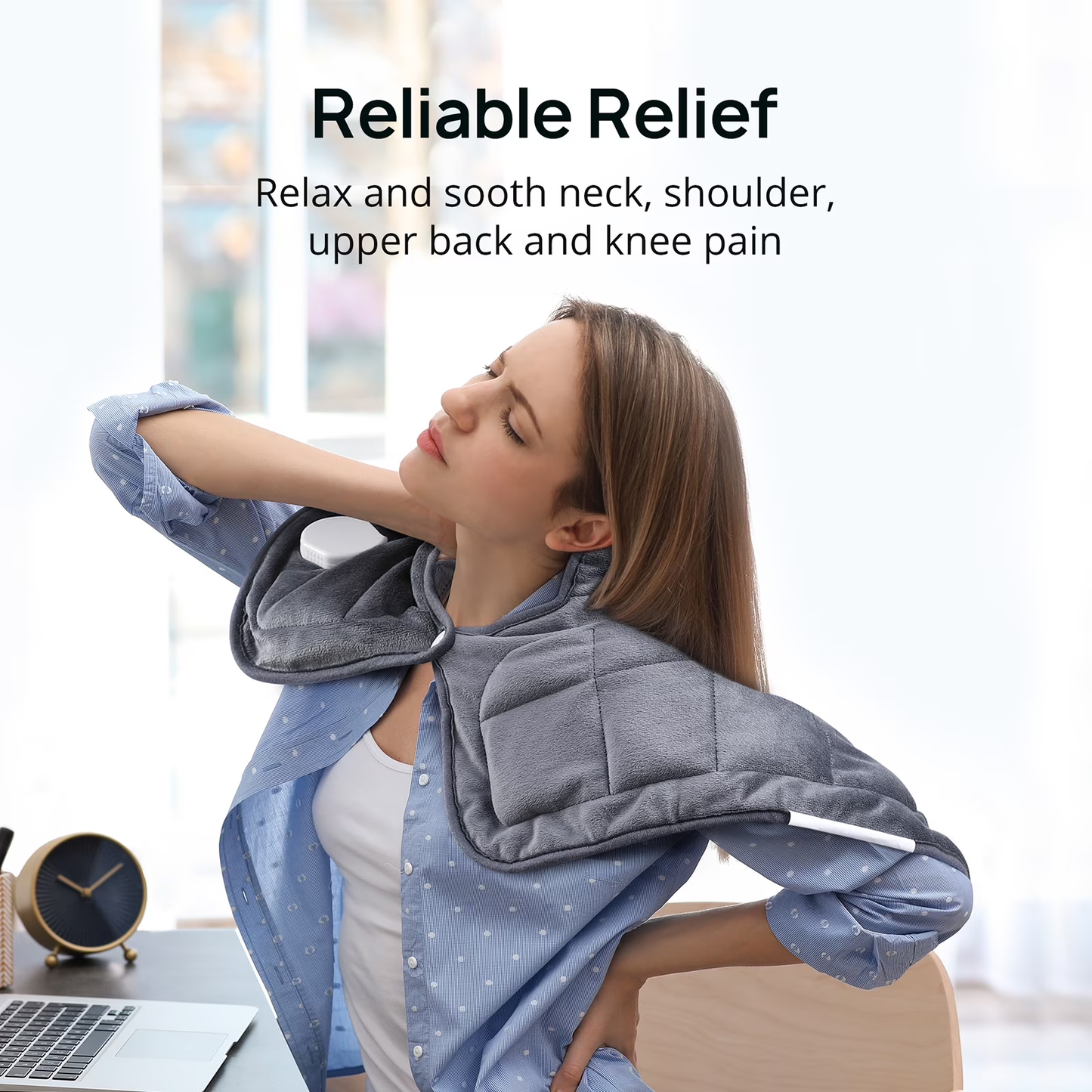 Sable Heating Pad for Back and Cramps Relief, 2.2lb Weighted Heating Pads for Neck and Shoulders, Extra-Large Soft Electric Pad with 4 Heat Settings, Auto-Off, Gifts for Women Men Mom Dad, 22" x 19"