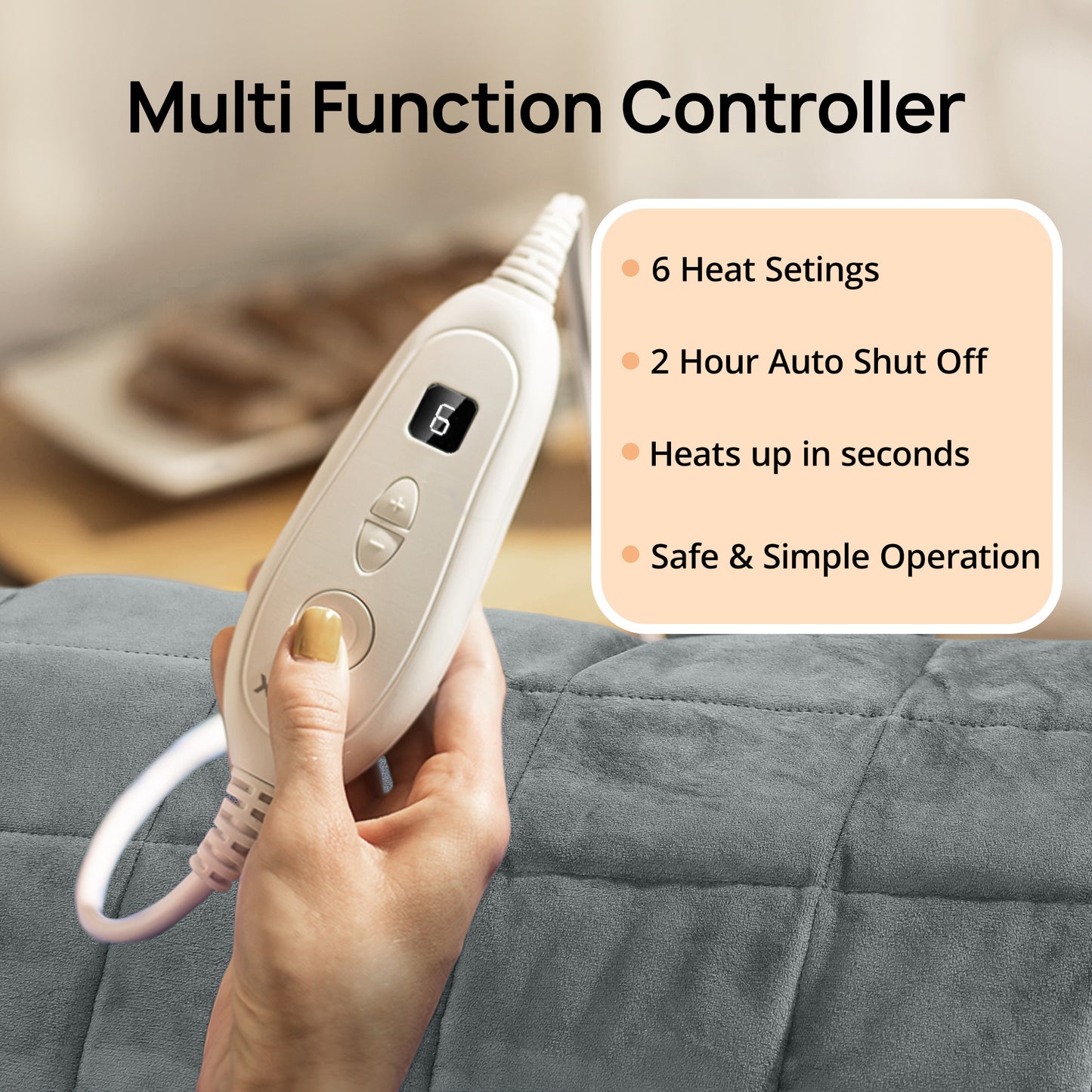 Weighted Heating Pad 17" x 33", XXXL Electric Heating Pad with 5 lb Weight, 6 Heat Settings, 2H Auto-Off, Washable