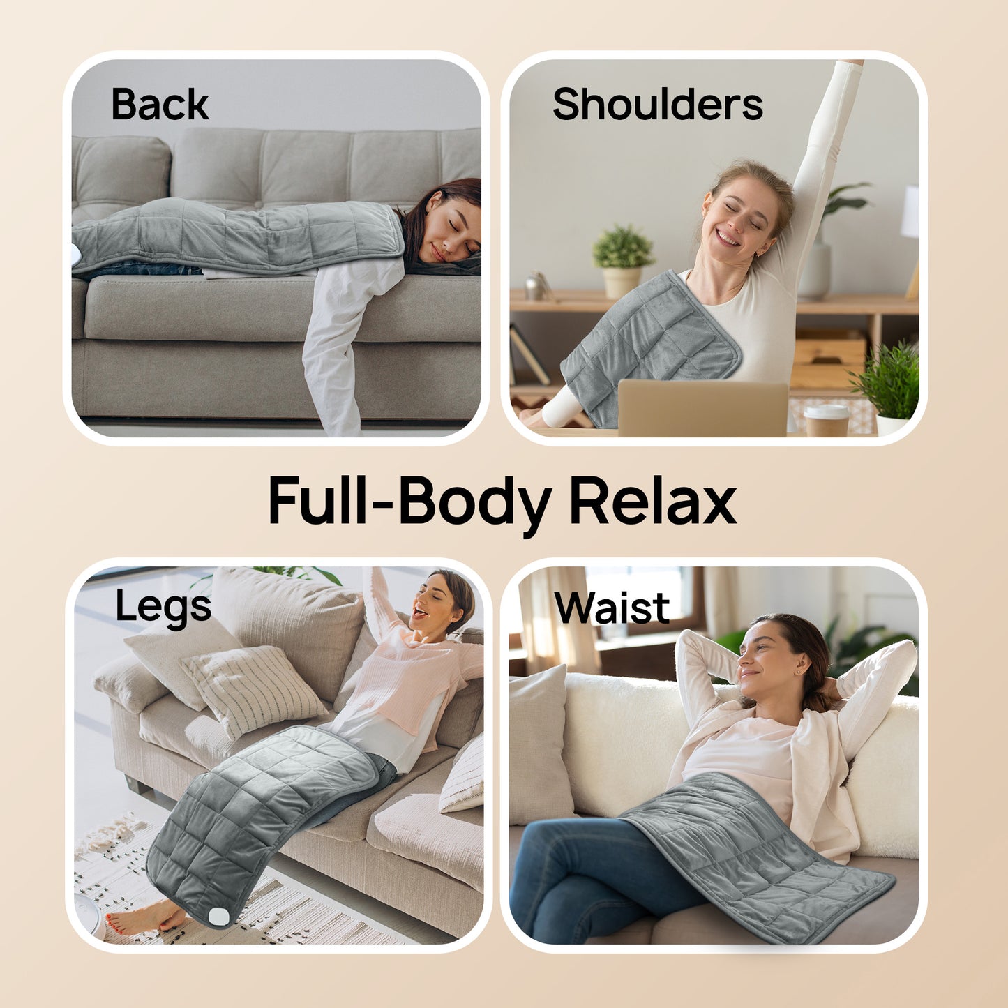Weighted Heating Pad 17" x 33", XXXL Electric Heating Pad with 5 lb Weight, 6 Heat Settings, 2H Auto-Off, Washable