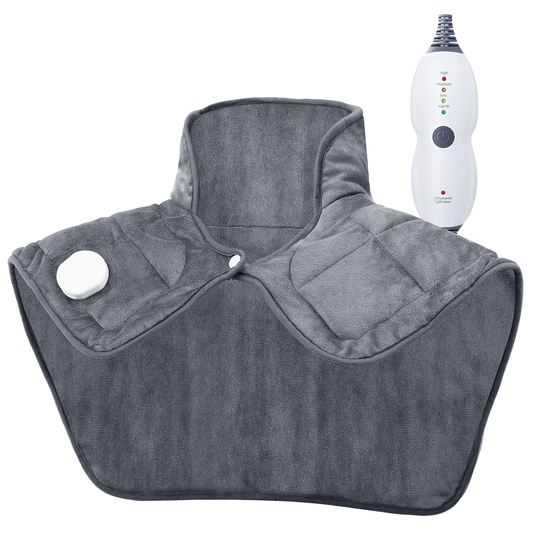 Weighted Heating Pad for Neck and Shoulders, 22" x 19" Electric Heating Pad with 4 Heat Levels, BPA-Free Glass Beads, 2H Auto Shut-Off, Machine Washable Heating Pad for Knee & Back Pain Relief