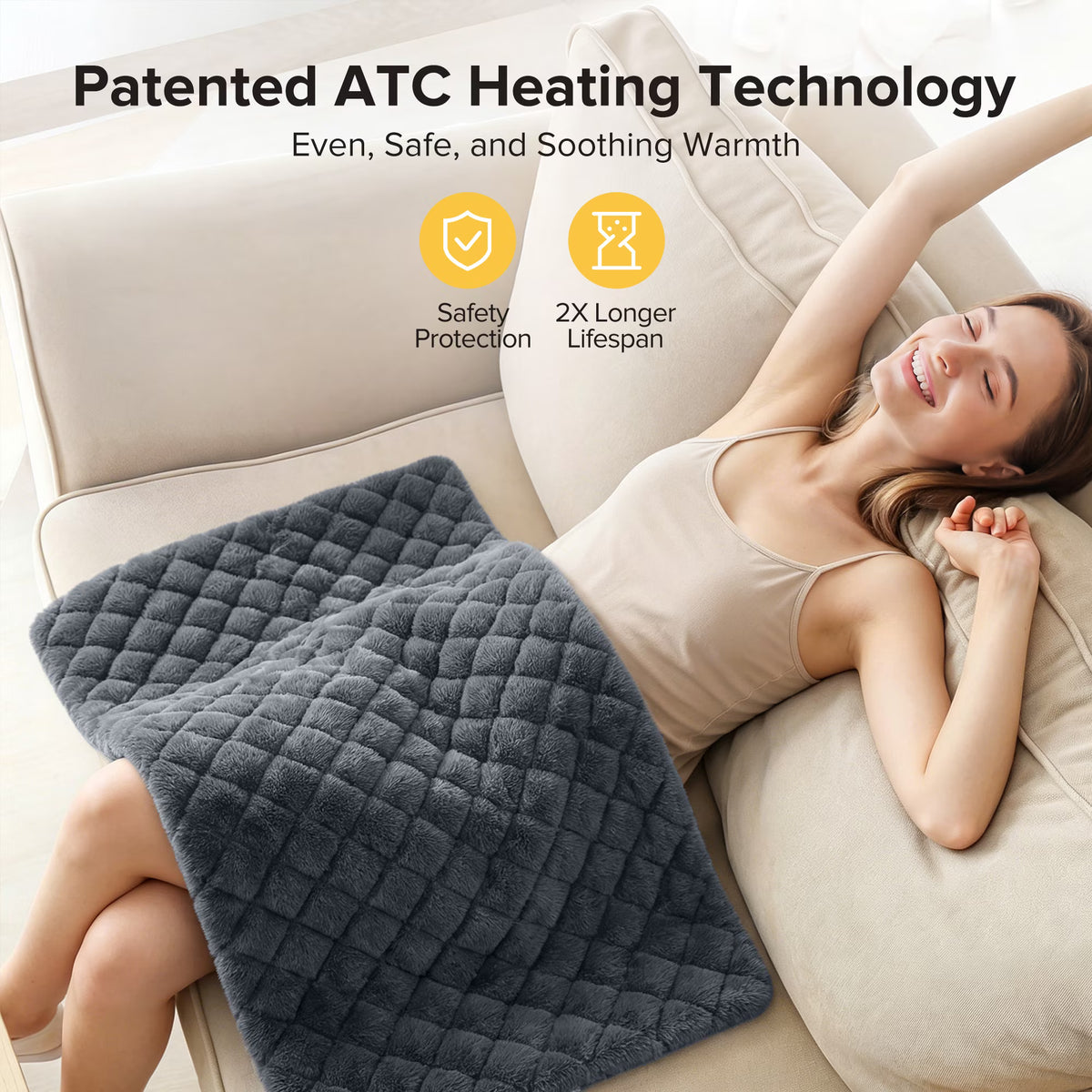 Sable Weighted Heating Pad 17''x 33" XXXL Electric Heating Pad for Back Fatigue Relief, 5LBS with 6 Heat Settings 2H Auto-Off Heat Pad for Shoulder Arms Legs Cramps Washable