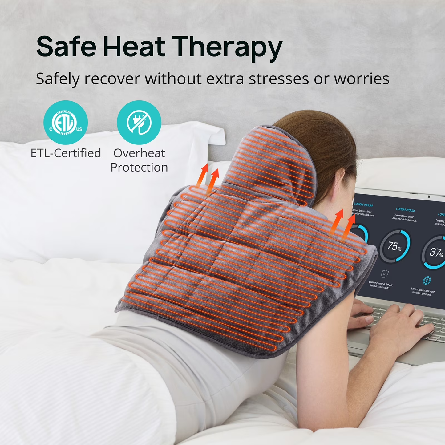 Sable Heating Pad for Back and Cramps Relief, 2.2lb Weighted Heating Pads for Neck and Shoulders, Extra-Large Soft Electric Pad with 4 Heat Settings, Auto-Off, Gifts for Women Men Mom Dad, 22" x 19"