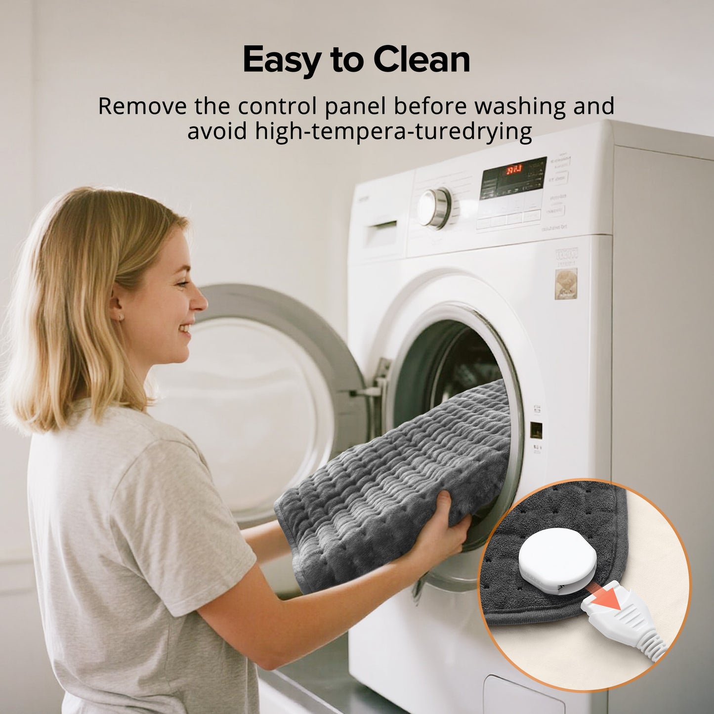 Large Electric Heating Pad 17" x 33" for Back, Neck and Shoulder Relief, Soft Flannel Heated Pad with Moist & Dry Heat, 6 Heat Settings, 120-Min Auto Shut-Off, Machine Washable,  Gray