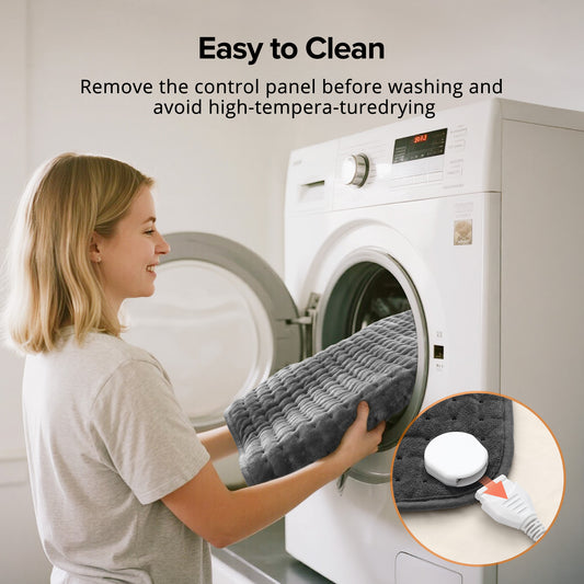 Large Electric Heating Pad 17" x 33" for Back, Neck and Shoulder Relief, Soft Flannel Heated Pad with Moist & Dry Heat, 6 Heat Settings, 120-Min Auto Shut-Off, Machine Washable,  Gray