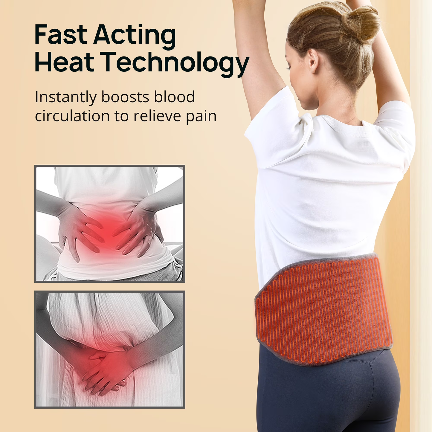 Sable Heating Pad for Back Relief, 45" x 10" Electric Heating Pads for Cramps with 4 Heat Settings, 2H Auto Shut-Off, Large Heating Pad Wrap for Cramps, Waist, Lumbar, Abdomen, Washable, Gray