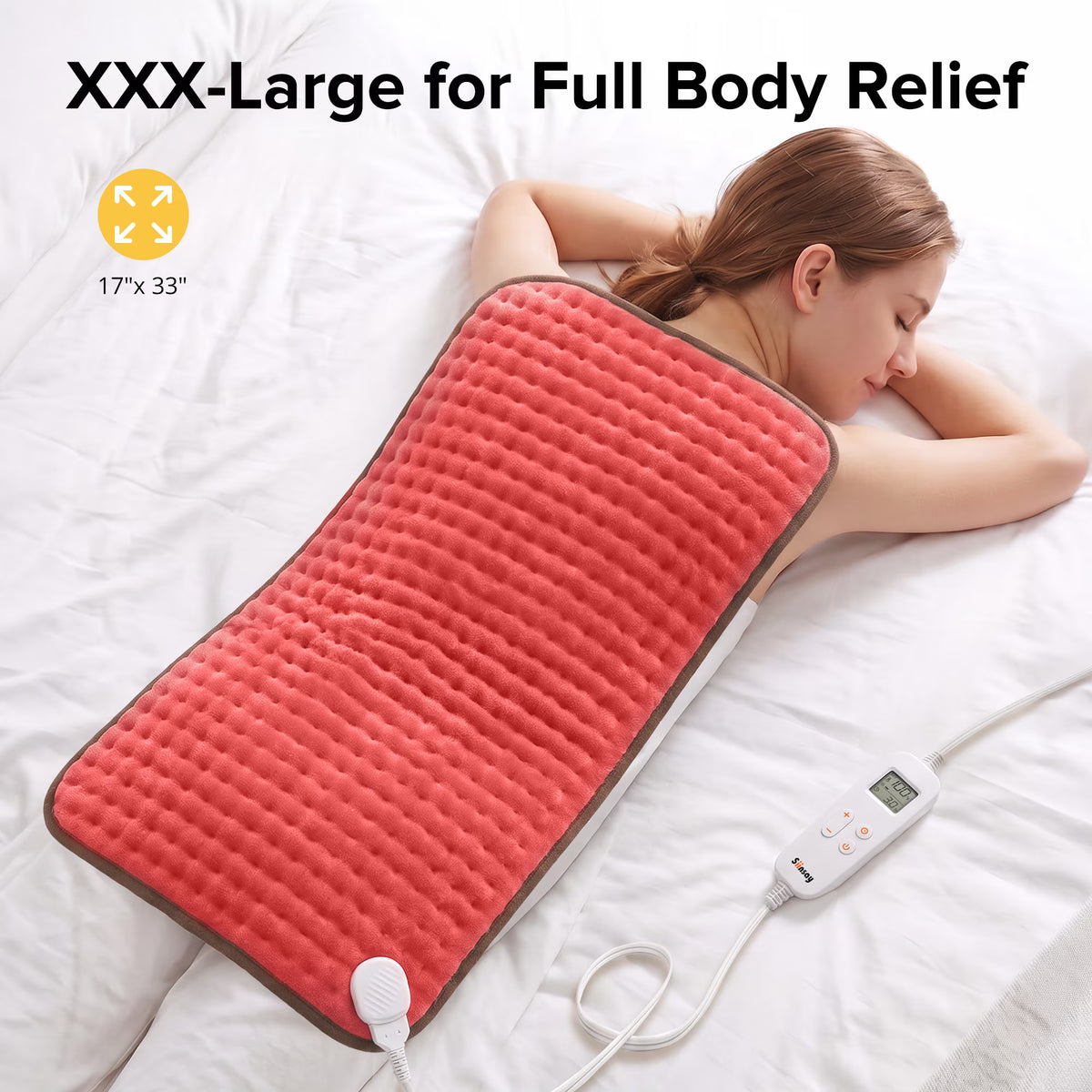 Sable Heating Pad, XXX-Large for Fast Relief with 6 Temperature Settings, 33" X 17", FSA Eligible, Auto Off, Moist & Dry Heat Therapy for Neck Back Shoulder Relief and Cramps