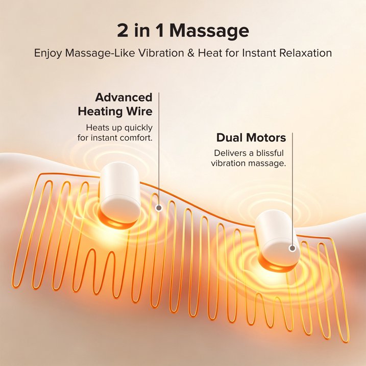 TaoTronics Heating Pad, Weighted Heating Pad with Massaging Vibrations, Massage Heating Pad for Back Cramps Shoulder Pain Relief, 6 Heat Settings & 4 Massage Modes, Gifts for Christmas, 24" x 12"