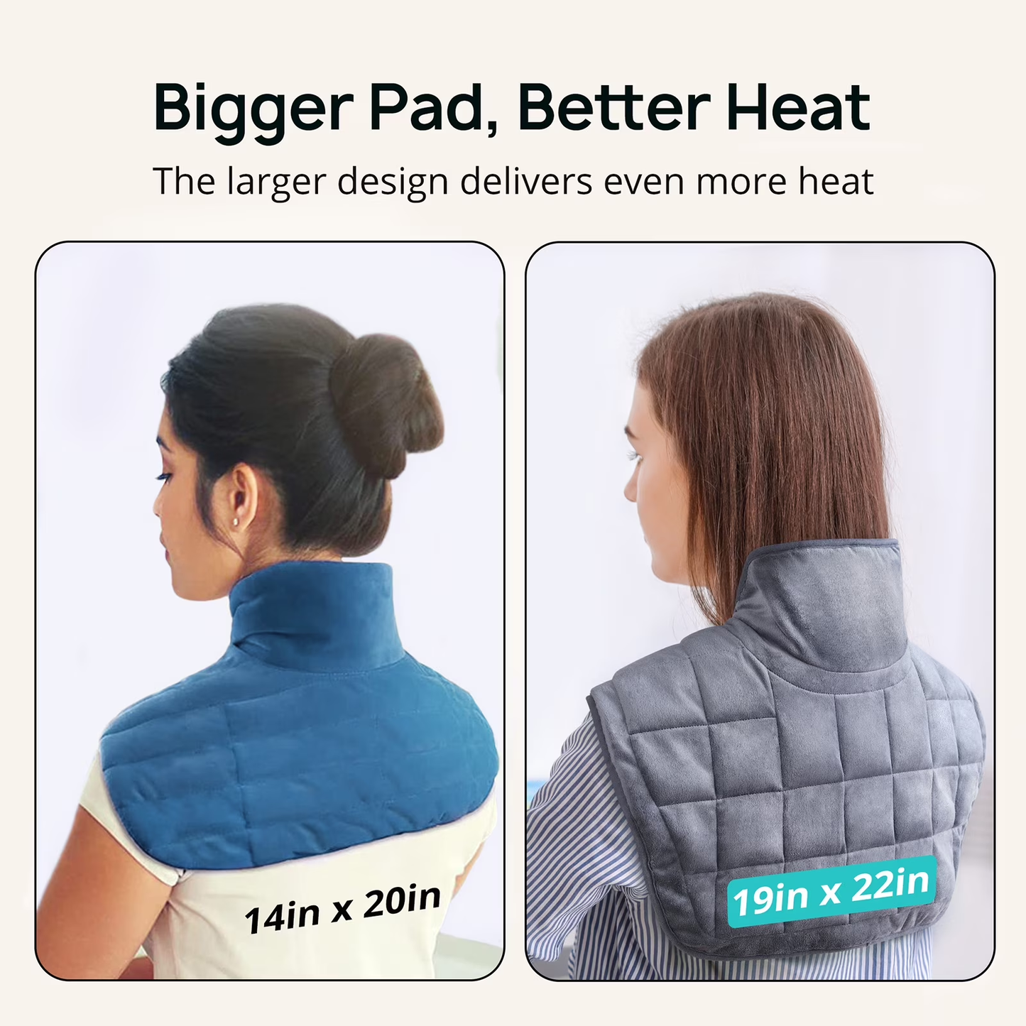 Weighted Heating Pad for Neck and Shoulders, 22" x 19" Electric Heating Pad with 4 Heat Levels, BPA-Free Glass Beads, 2H Auto Shut-Off, Machine Washable Heating Pad for Knee & Back Pain Relief