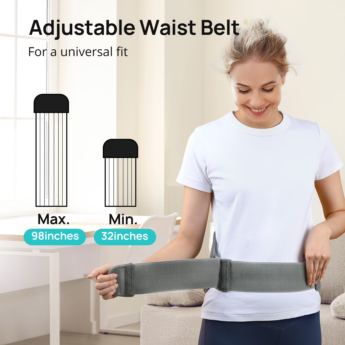 Sable Heating Pad for Back Relief, 45" x 10" Electric Heating Pads for Cramps with 4 Heat Settings, 2H Auto Shut-Off, Large Heating Pad Wrap for Cramps, Waist, Lumbar, Abdomen, Washable, Gray