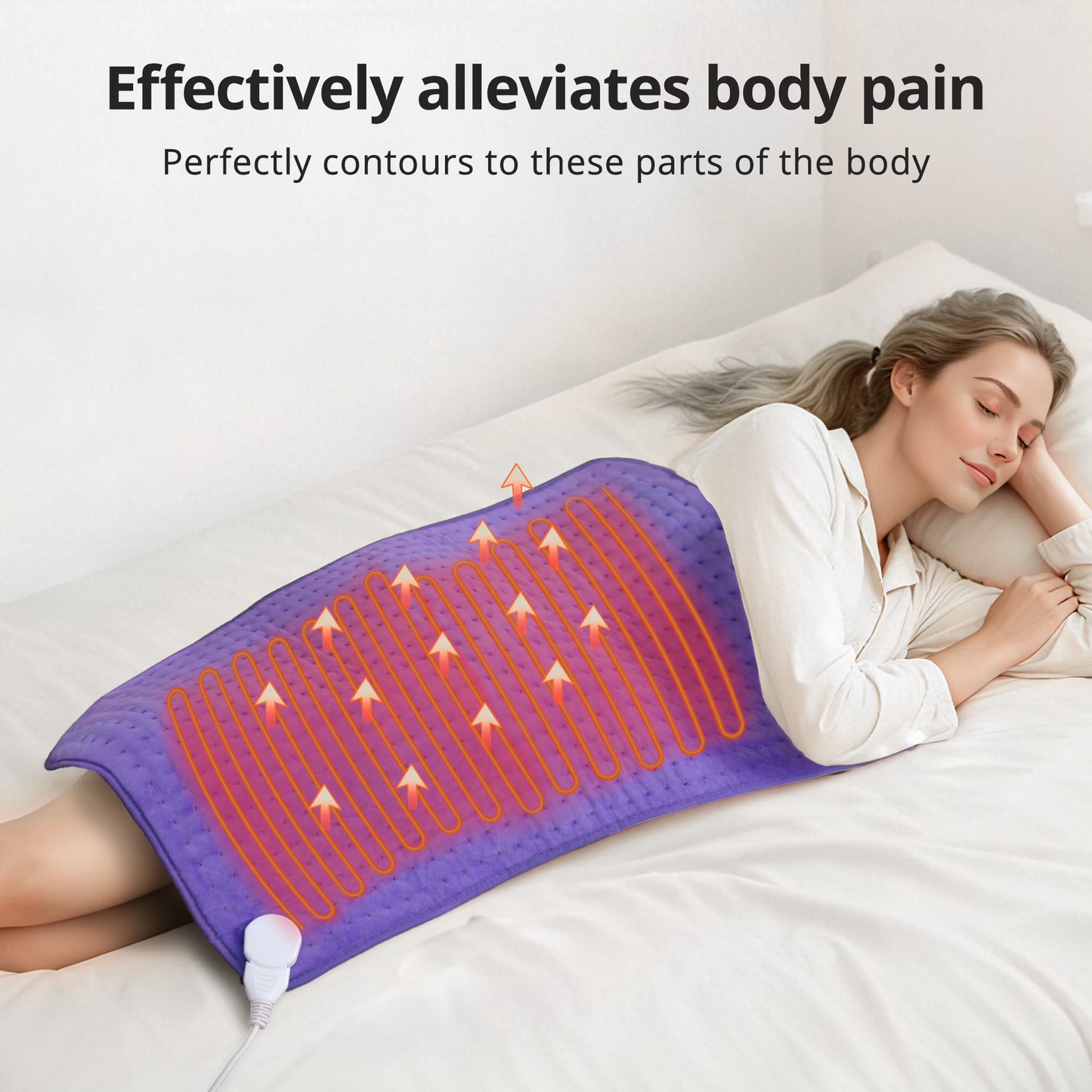 TaoTronics Extra Large Electric Heating Pad for Back, Neck, and Shoulders - 6 Fast Heat Settings, Auto Off, Machine Washable - 33''×17'' - Purple