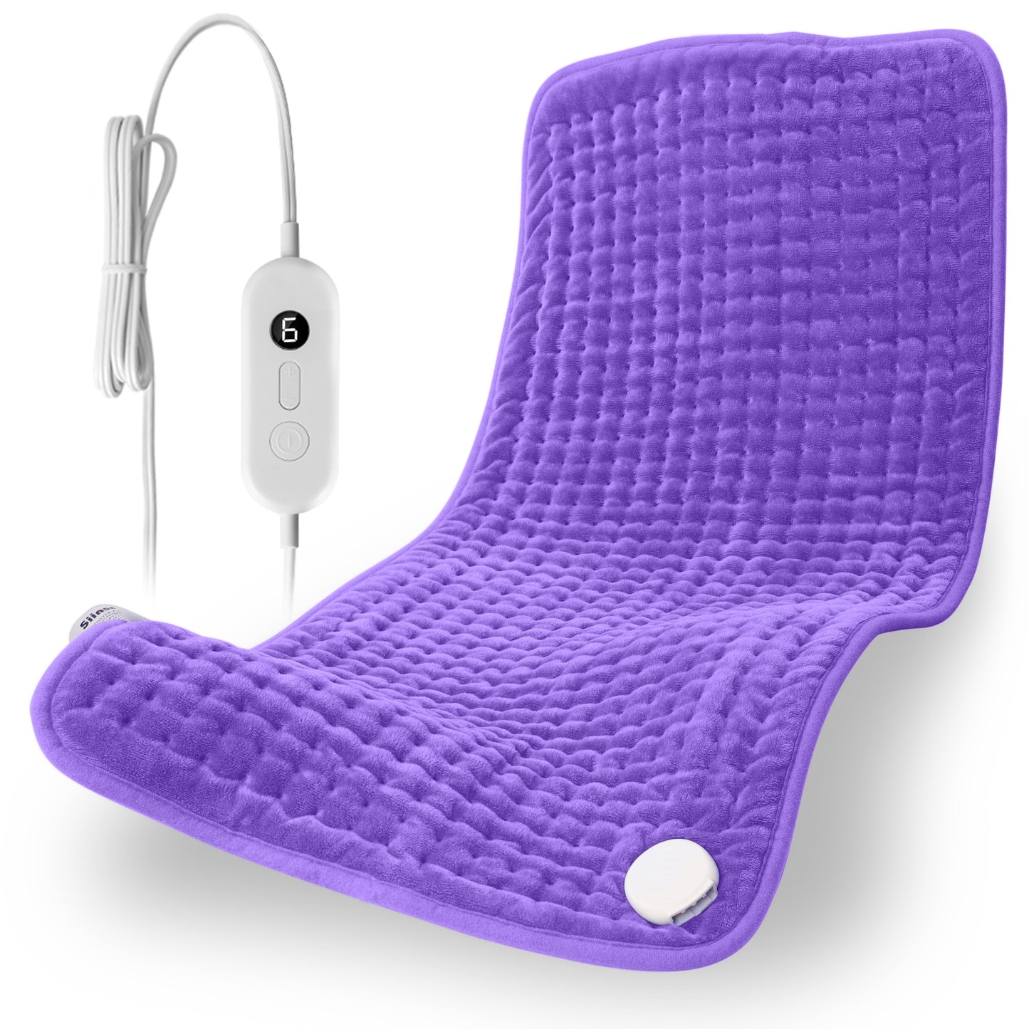 Large Electric Heating Pad 17" x 33" for Back, Neck and Shoulder Relief, Soft Flannel Heated Pad with Moist & Dry Heat, 6 Heat Settings, 120-Min Auto Shut-Off, Machine Washable,  Purple