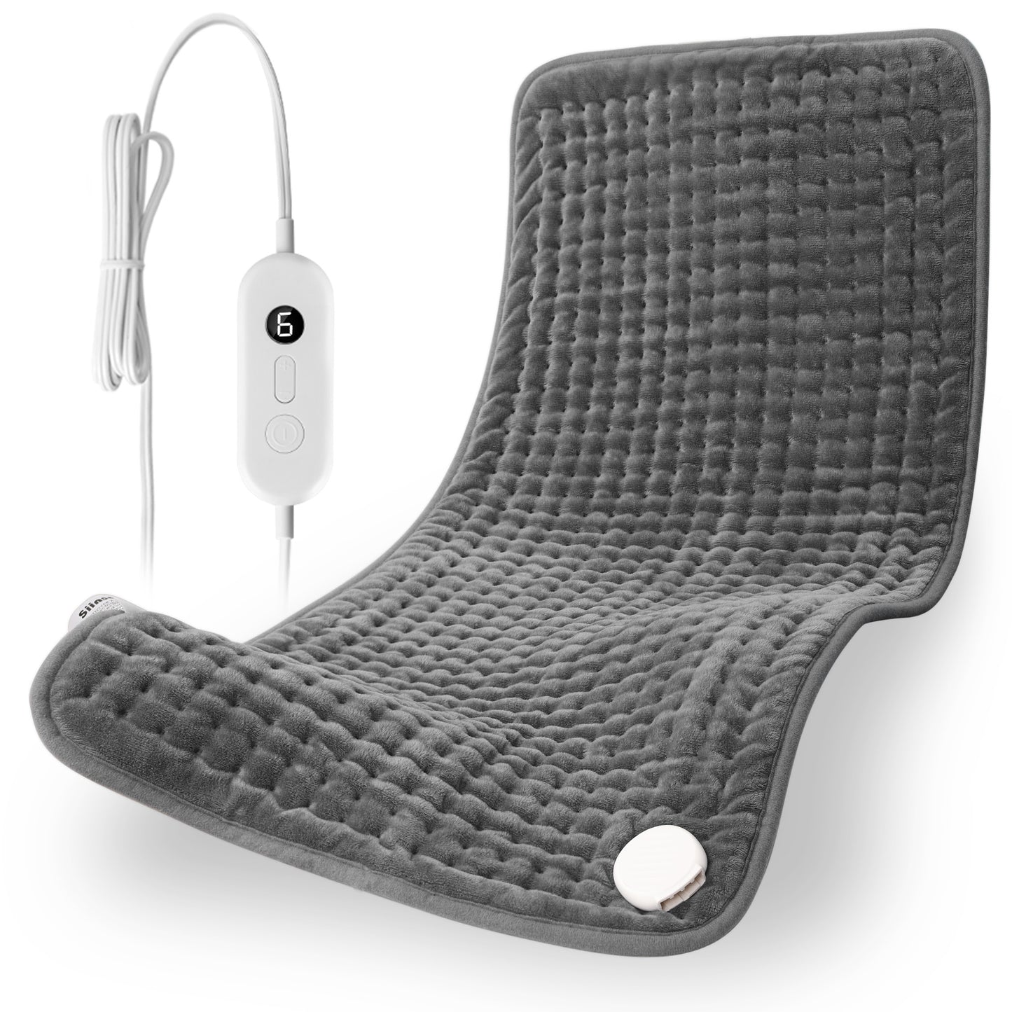Large Electric Heating Pad 17" x 33" for Back, Neck and Shoulder Relief, Soft Flannel Heated Pad with Moist & Dry Heat, 6 Heat Settings, 120-Min Auto Shut-Off, Machine Washable,  Gray