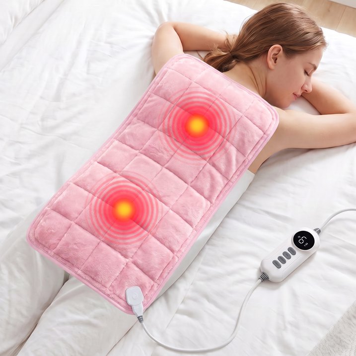 TaoTronics Heating Pad, Weighted Heating Pad with Massaging Vibrations, Massage Heating Pad for Back Cramps Shoulder Pain Relief, 6 Heat Settings & 4 Massage Modes, Gifts for Christmas, 24" x 12"