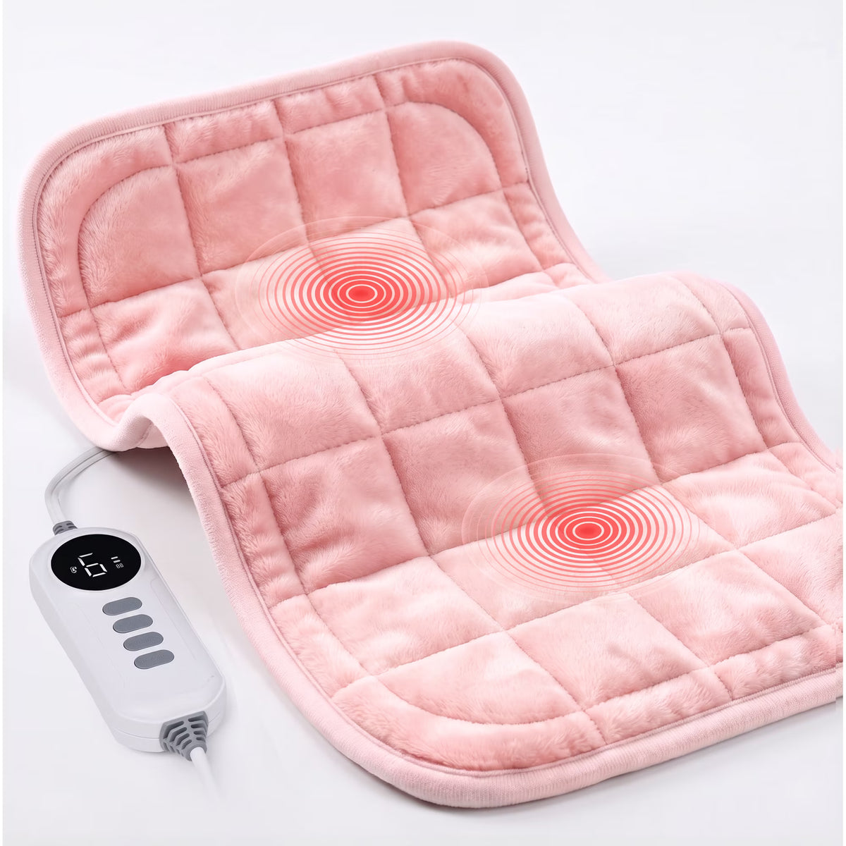 TaoTronics Heating Pad, Weighted Heating Pad with Massaging Vibrations, Massage Heating Pad for Back Cramps Shoulder Pain Relief, 6 Heat Settings & 4 Massage Modes, Gifts for Christmas, 24" x 12"