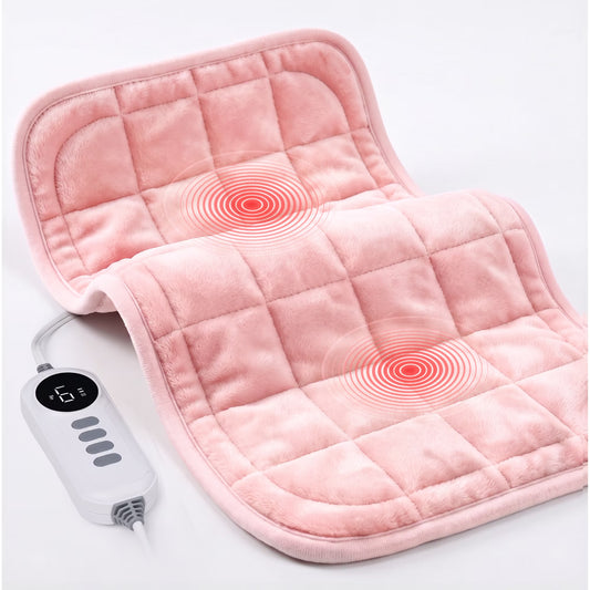 TaoTronics Heating Pad, Weighted Heating Pad with Massaging Vibrations, Massage Heating Pad for Back Cramps Shoulder Pain Relief, 6 Heat Settings & 4 Massage Modes, Gifts for Christmas, 24" x 12"