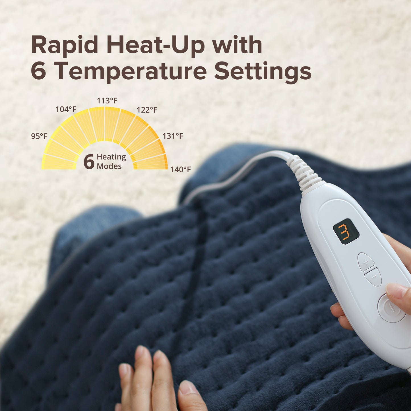 Heating Pad for Back Pain Relief, 17" X 33" XXX-Large Heating Pads for Cramps,Electric Heating Pad Xl with 6 Fast Heating Settings,Moist Dry Heat Options,Auto-Off,Machine Washable