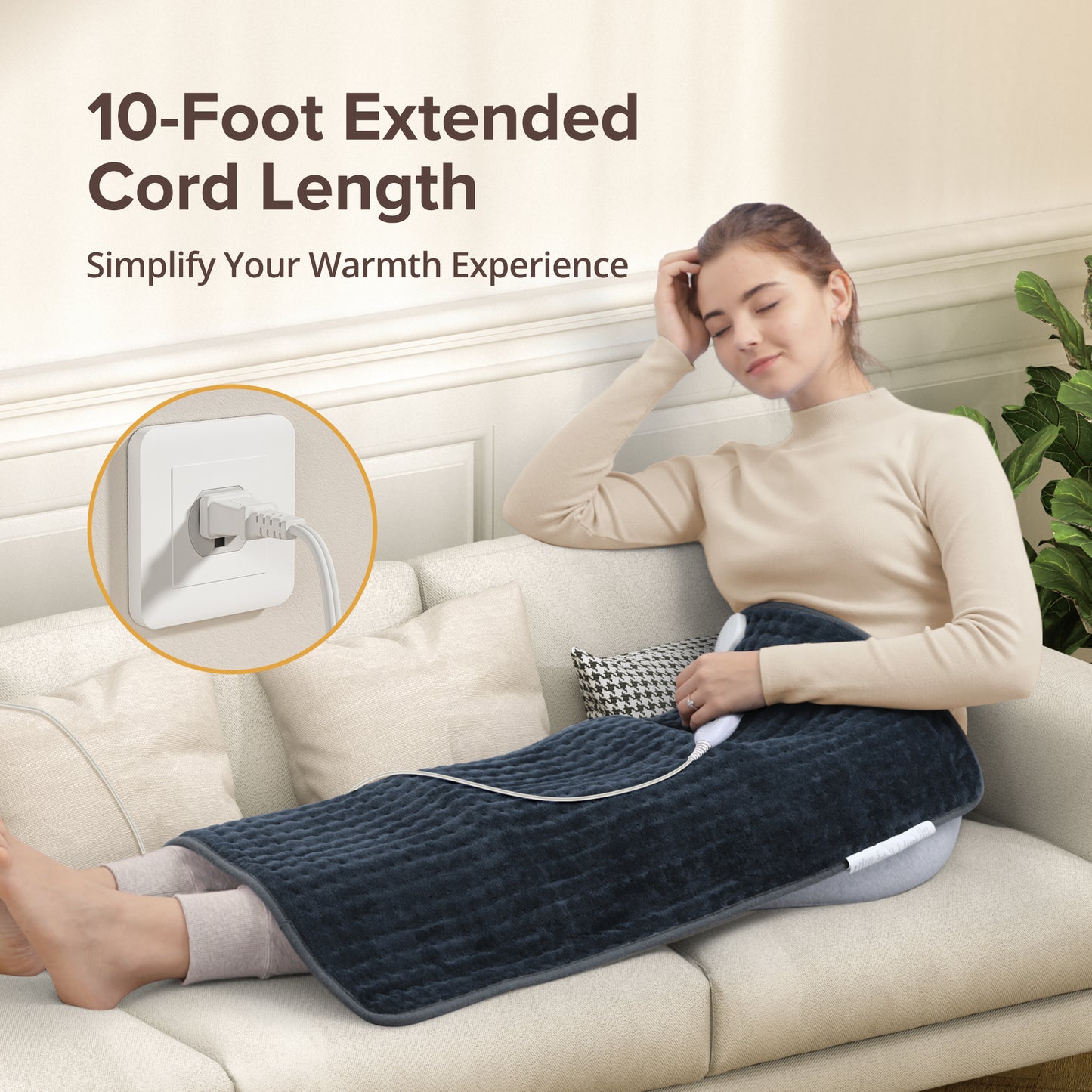 Heating Pad for Back Pain Relief, 17" X 33" XXX-Large Heating Pads for Cramps,Electric Heating Pad Xl with 6 Fast Heating Settings,Moist Dry Heat Options,Auto-Off,Machine Washable