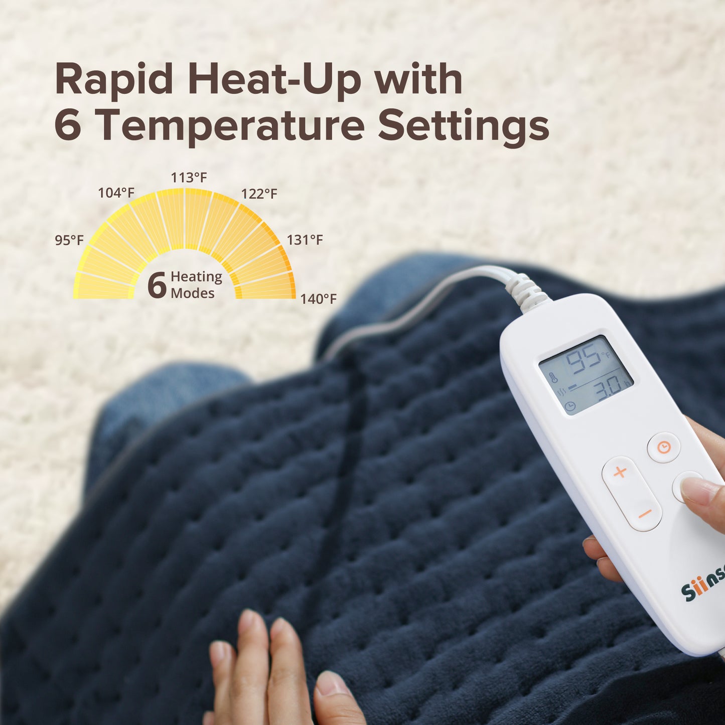 Heating Pad for Back Pain Relief, 17" X 33" XXX-Large Heating Pads for Cramps,Electric Heating Pad Xl with 6 Fast Heating Settings,Moist Dry Heat Options,Auto-Off,Machine Washable