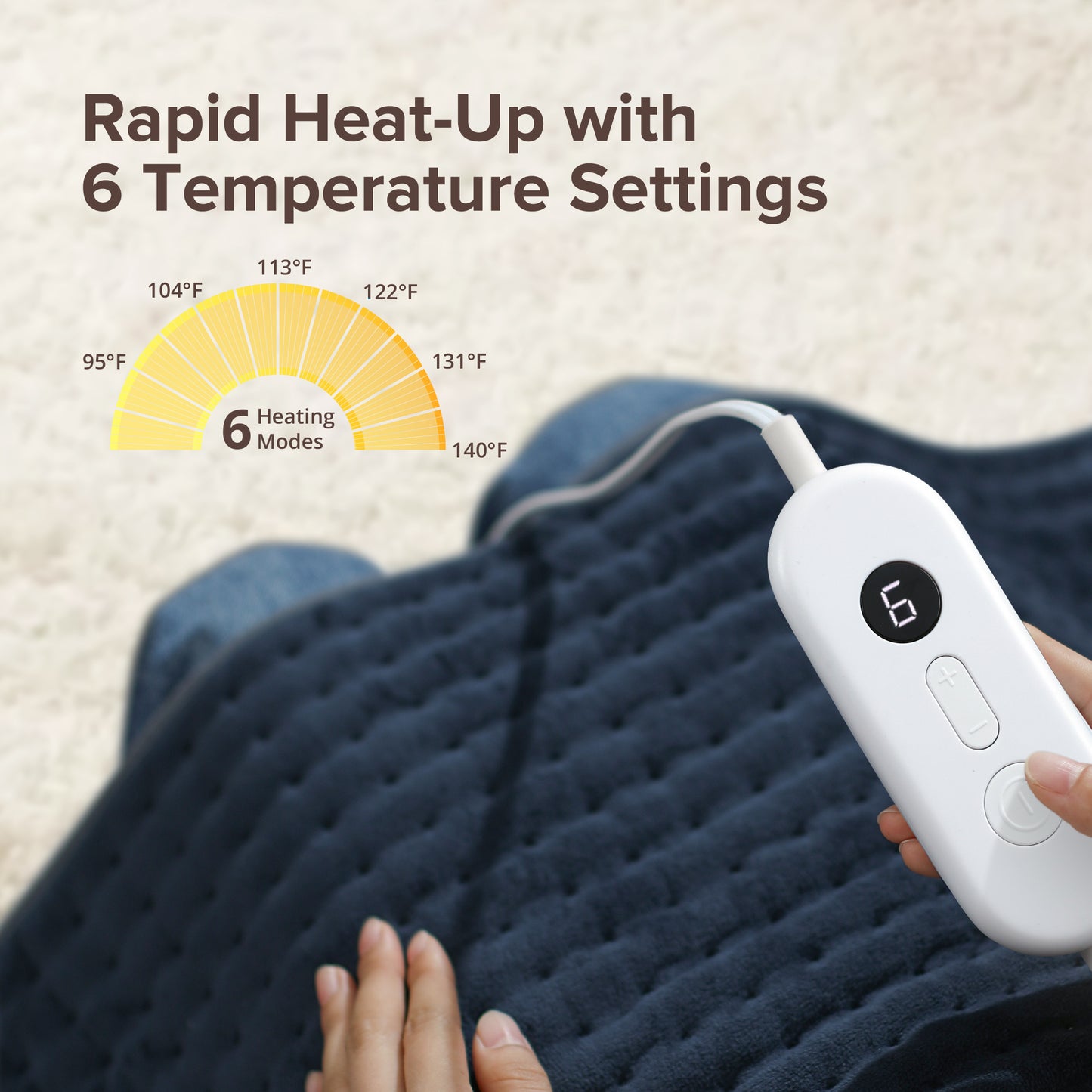 Heating Pad for Back Pain Relief, 17" X 33" XXX-Large Heating Pads for Cramps,Electric Heating Pad Xl with 6 Fast Heating Settings,Moist Dry Heat Options,Auto-Off,Machine Washable