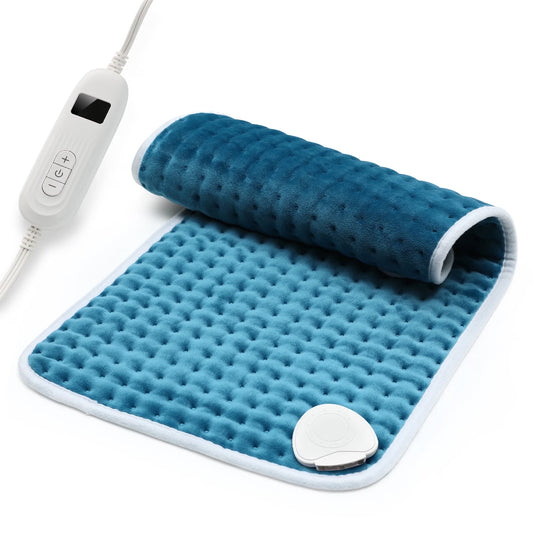 Electric Heated Pad 12 x 24'' Fast Heating Pad for Back Shoulder Arm Leg Relief 6 Temperature Levels 2hrs Auto Shut-Off, Machine Washable, Moist Dry Heat Options
