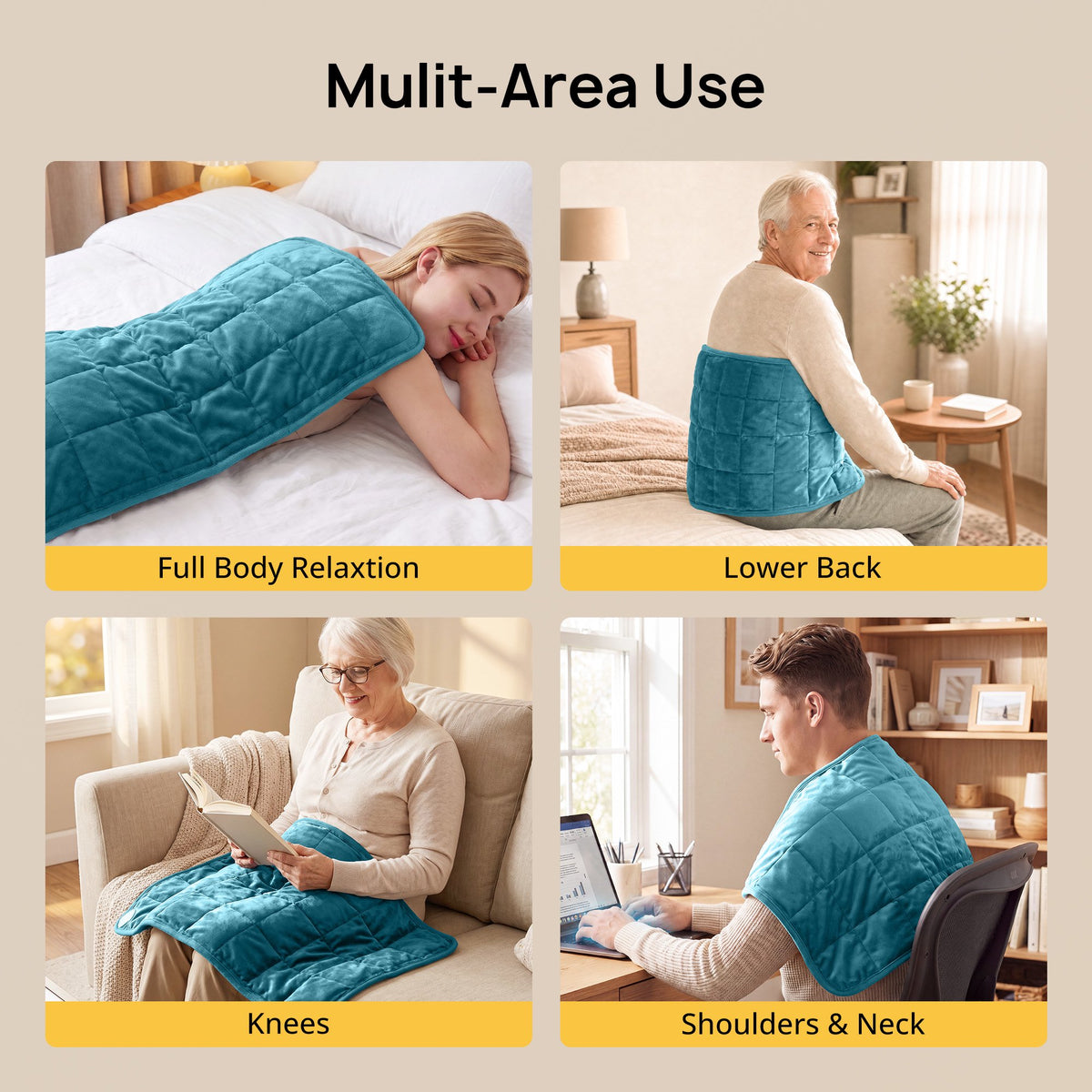 TaoTronics Heating Pad, Extra-Large Electric Weighted Heating Pad - 33''x 17" Weighted Heat Pad for Back Fatigue Relief 5LBS with 6 Heat Settings, 2H Auto Shut-Off, FSA Eligible