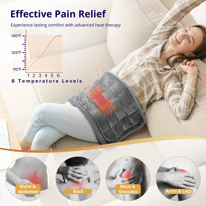 Sable Heating Pad, Weighted Heating Pad with Massaging Vibrations, Massage Heating Pad for Back Cramps Shoulder Pain Relief, 6 Heat Settings & 4 Massage Modes, Gifts for Christmas, 24" x 12"