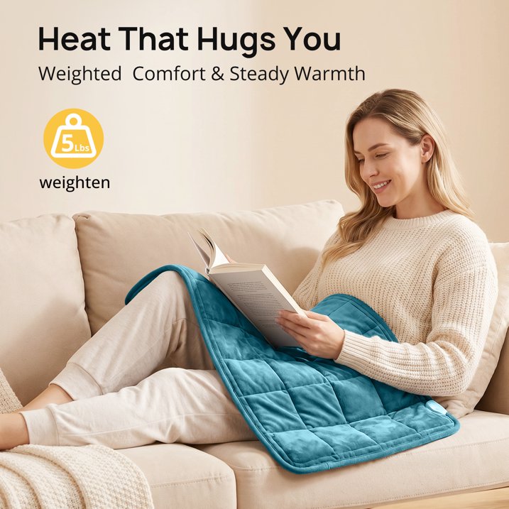 TaoTronics Heating Pad, Extra-Large Electric Weighted Heating Pad - 33''x 17" Weighted Heat Pad for Back Fatigue Relief 5LBS with 6 Heat Settings, 2H Auto Shut-Off, FSA Eligible