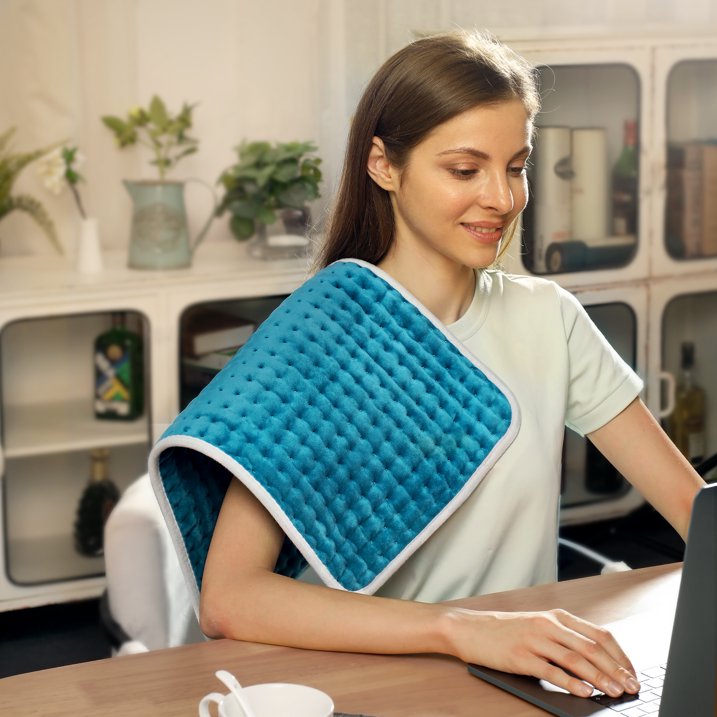 Electric Heated Pad 12 x 24'' Fast Heating Pad for Back Shoulder Arm Leg Relief 6 Temperature Levels 2hrs Auto Shut-Off, Machine Washable, Moist Dry Heat Options